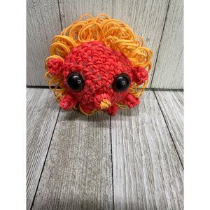 Rainbow Loom Loomigurumi Hedgehog Rubber Band Figure Red Orange Collectible Gift